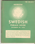 WWII Swedish Phrase Book Manual TM 30-612