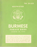 WWII US Army Burmese Phrase Book Guide TM 30-632