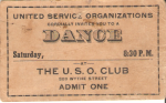 WWII USO Club Dance Ticket