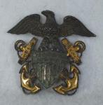 WWII USN Navy Officers Visor Cap Badge Viking