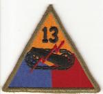 WWII 13th Armored Division Patch Green Back